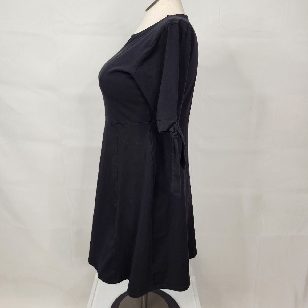 ASOS LBD Black Cuffed Tie Sleeve A-Line Mini Dress Sz 12 - Picture 5 of 13